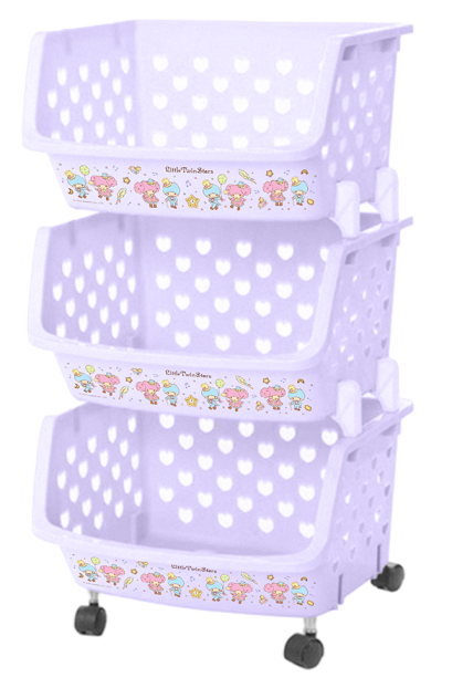 ตะกร้าอเนกประสงค์มีล้อ 3 ชั้น สูง 60 ซม. ลาย Little Twin Stars